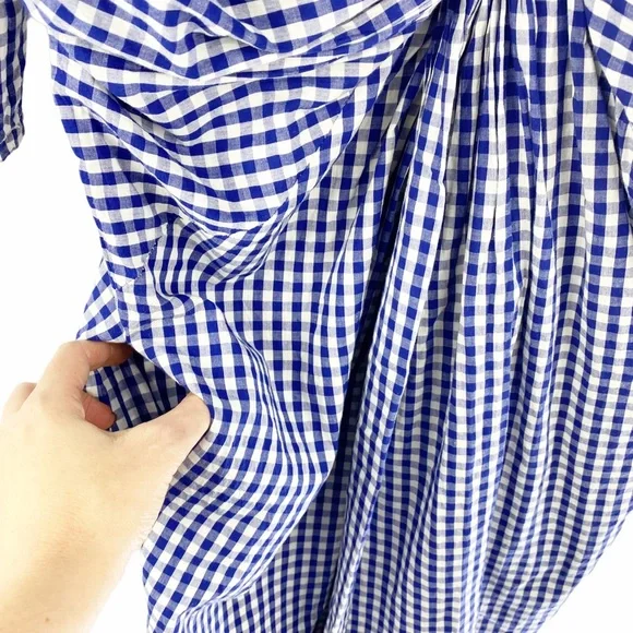 FARROW Daytona Blue Gingham Twist MIDI Dress Coastal Grandma M - Picture 5 of 8